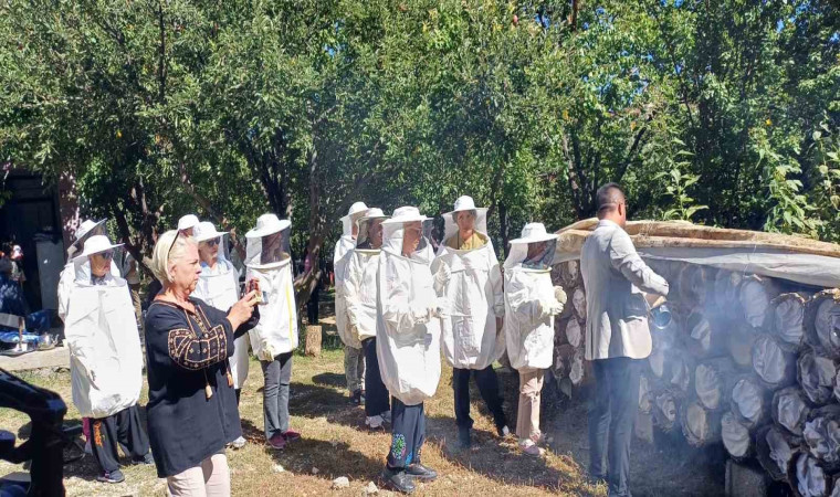 Yerli turistler Van’da bal hasadı yaptı