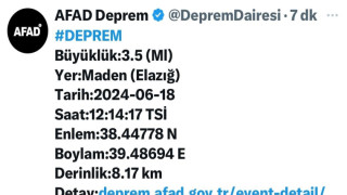 Elazığ’da korkutan deprem