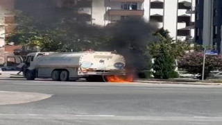 Elazığ’da su tankeri alev aldı