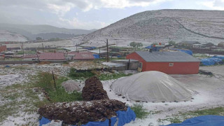 Hanak ilçesi dolu yağışı ile beyaza büründü