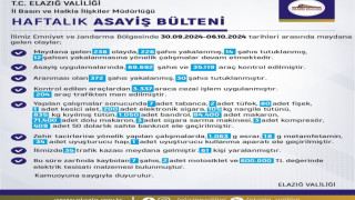 Elazığ’da son bir haftada 236 olay meydana geldi, 226 şahıs yakalandı